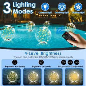 2 Pack Outdoor Solar Pool Lights, LED Light Up Balls with Remote, 3200K Warm Glow, 3 Lighting Modes & 4-Level Brightness& Auto On at Dusk