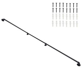 12FT three-section iron courtyard stair handrail black