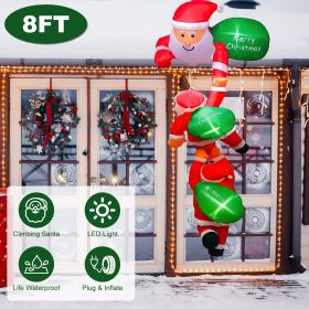 8 Foot Giant Inflatable Santa with 6 LED Lights - 3 Santa Designs + 3 "Merry Christmas" Signs, Quick Plug-In Inflation, Waterproof Material