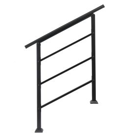 [Same Code: 66442124 66442124]Handrails for Outdoor Steps, Wrought Iron Handrail Fits 1 or 3 Steps, Transitional Handrail with Installation Kit,