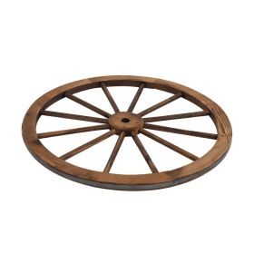 [Same Code: 06108221]2pcs 30-Inch Old Western Style Garden Art Wall Decor Wooden Wagon Wheel Brown