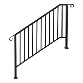 [Same Code: 81504920 40310676]Artisasset Matte Black Outdoor 4 Level Iron Handrail