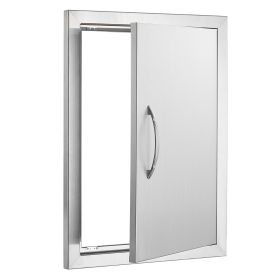 BBQ Access Door, 16W x 22H Inch Single Outdoor Kitchen Door, Stainless Steel Flush Mount Door, Wall Vertical Door with Handle, for BBQ Island