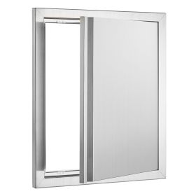 BBQ Access Door, 18W x 21H Inch Single Outdoor Kitchen Door, Stainless Steel Flush Mount Door, Wall Vertical Door with Recessed Handle, for BBQ I