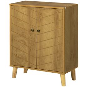 Storage Cabinet with Doors, Cupboard Organization with Shelf and Wood Legs, Storage Solution for Living Room, Bathroom