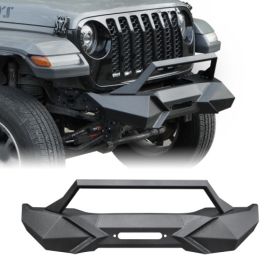 X Style Front Bumper With Winch Plate Compatible With Wrangler JK 2007-2018 JL - Heavy Duty Black Textured Manganese Steel Construction, Perfect (Option: Black)