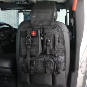 Universal Tactical Vehicle Back Seat Organizer With 3 Detachable Pouches-1 Set Of Bag (Option: Black)