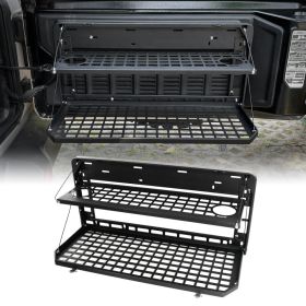 2-Tier Tailgate Table Rear Foldable Storage Cargo Rack Outdoor Camping Desk for 2007-2026 Jeep Wrangler JK&JL 4 Door (Not Fit JK Models with Stoc (Option: Black)