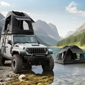 Portable Amphibious Inflatable Tent For Camping Foldable Offroad Roof Top Tent Floating Tent (With Ladder, Black) (Option: Black)