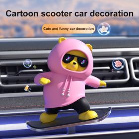Car Ornament Car Decoration High-temperature Resistant Car Dashboard Ornament Featuring A Skateboarding Bear Boasts Exquisite Craftsmanship And A (Option: Pink)