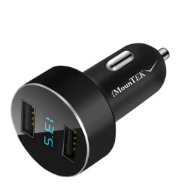 Dual USB Car Charger Adapter Aluminum Alloy Fast Car Charging (Option: Black)
