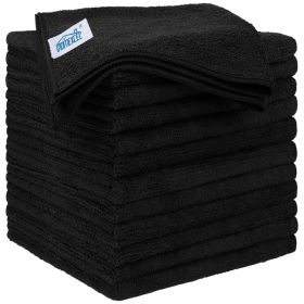 Black Microfiber Cleaning Cloths 12 Units, 12.5x12.5 Inch Absorbent Lint Free Towels For Car, Kitchen, Windows And Home (Option: Black)