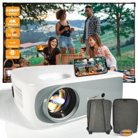 Native 1080P Projector 4K Support 9500 Lumens 5G WiFi Bluetooth 5.0 Movie Projector 400 Inch Display (Option: A)