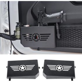 Metal Front Door Storage Pocket Fits Wrangler JL Gladiator JT (Option: Black)