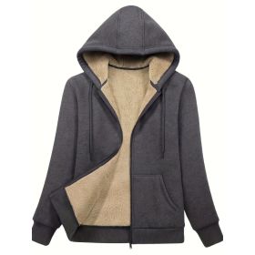 Women's Winter Warm Coat, Double Zipper Pockets, Sherpa Lined Lightweight Warm Jacket (Option: Gery-S)