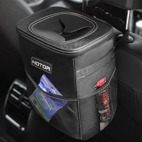 Black Car Trash Can 2 Gallon, Leakproof Hanging Waste Bin And Organizer For Vehicle Interior (Option: Black)