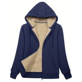 Women's Winter Warm Coat, Double Zipper Pockets, Sherpa Lined Lightweight Warm Jacket (Option: Blue-S)