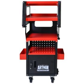 4 LEVEL MULTI PURPOSE TROLLEY FOR DIAGNOSTICS-BLACK RED (Option: BlackRed)