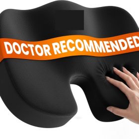 Large Memory Foam Seat Cushion For Office & Car, Ergonomic Black (Option: Black)