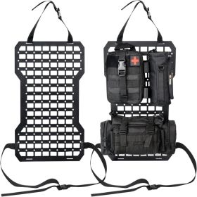 Set Of 2 Rigid Aluminum MOLLE Seat Panel, Universal Car Tactical Seat Organizer Kit With First Aid Kit, Water Bottle Bag & Storage Pouches For Of (Option: Black)