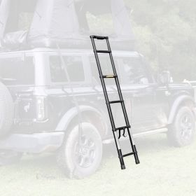 Roof top tent and roof rack use Portable Folding Aluminium Telescopic Ladder Non-Slip Extension Telescoping Ladder with Hooks (Option: Black)