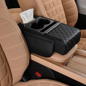 5 In 1 Car Armrest Cushion, Center Console Cover With 2 Storage Bags, Cup Holder, Tissue Box And Phone Slot, Black (Option: MULTI)