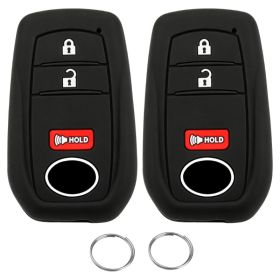 Key Fob Covers 2 Pack, 3 Button Silicone Rubber Protective Cases For Car Remote Key Fobs (Option: Black)