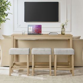 59 Inch Bar Table, Dining Table, Sofa Table with Power Outlet, 3 Upholstered Stools, 4 Piece Bar Table and Chair Set for Living Room, Dining Room (default: default title)