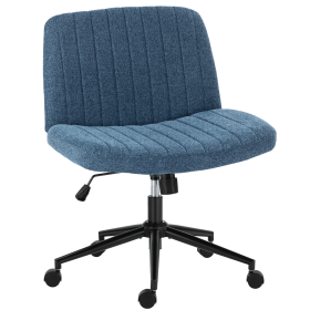 Office chair, backrest, armless office chair, adjustable swivel for comfortable home office, pink, Teddy wool fabric (Color: Blue)