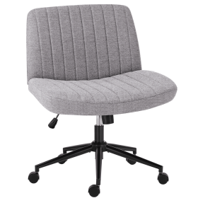 Office chair, backrest, armless office chair, adjustable swivel for comfortable home office, pink, Teddy wool fabric (Color: Gray)
