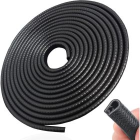Black Car Door Edge Guard 13 Ft, U Shape Rubber Protector Trim With Metal Strip, Cuttable Auto Door Edge Protection (Option: Black)