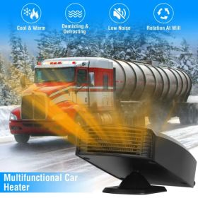 Portable Car Heater Heating Fan 2 In 1 Defroster Defogger Demister Windshield Heater Automotive Cooling Fan With Rotating Base (Option: 12V)