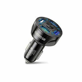 In-Car 4Ports USB Car Charge 45W Mini Fast Charging For Phone Charger Adapter (Option: Black)