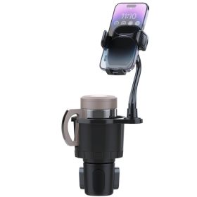 1Pc 2 In 1 Car Cup Phone Holder Automotive Drink Holder With 360 Degree Rotating Gooseneck Phone Mount Adjustable Base Fit For Most Phones Cups V (Option: Black)