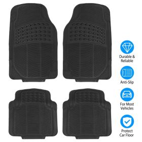 1Set Automotive Floor Mats With Front And Rear PVC Rubber Floor Mats Heavy Duty Drive Vehicle Car Mats With Trimmable Design Fit Most Cars SUVs T (Option: Black)