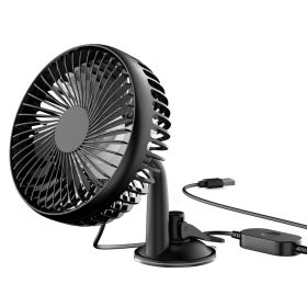 1Pc Car Cooling Fan Portable Rotatable USB Vehicle Fan Backseat Clip Fan Dashboard Window Suction Fan For SUV RV Pickup With 3 Speeds (Option: Black)