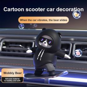 Heat-resistant Car Dashboard Skateboard Bear Decoration, Remains Unchanged After Prolonged Exposure To Sunlight, With Exquisite Craftsmanship And (Option: Black)