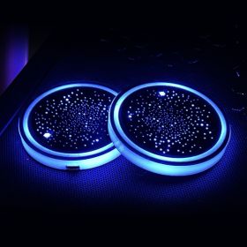 Car LED Light-emitting Coasters Ambience Light (Option: Starry Sky Style-Colorful Diameter 68MM)